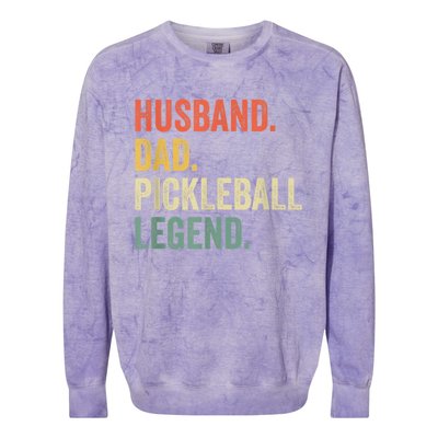 Men Pickleball Funny Husband Dad Legend Vintage Fathers Day Colorblast Crewneck Sweatshirt