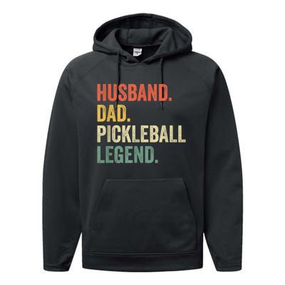 Men Pickleball Funny Husband Dad Legend Vintage Fathers Day Performance Fleece Hoodie