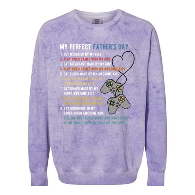 My Perfect Fathers Day Gamer Dad Gift Colorblast Crewneck Sweatshirt