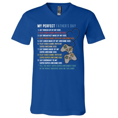 My Perfect Fathers Day Gamer Dad Gift V-Neck T-Shirt