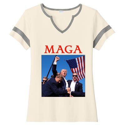 Maga Pray For Trump Trump Rally Shooting Donald Trump Statement Ladies Halftime Notch Neck Tee