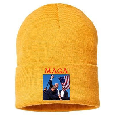 Maga Pray For Trump Trump Rally Shooting Donald Trump Statement Sustainable Knit Beanie