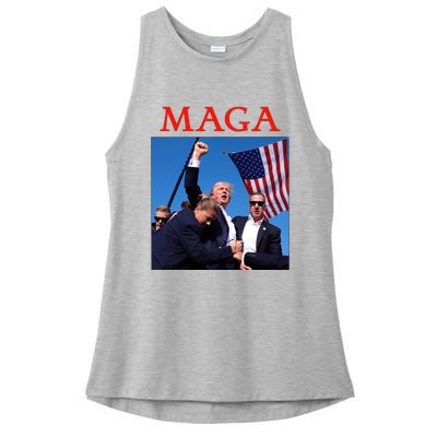 Maga Pray For Trump Trump Rally Shooting Donald Trump Statement Ladies PosiCharge Tri-Blend Wicking Tank