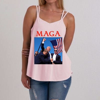 Maga Pray For Trump Trump Rally Shooting Donald Trump Statement Women's Strappy Tank