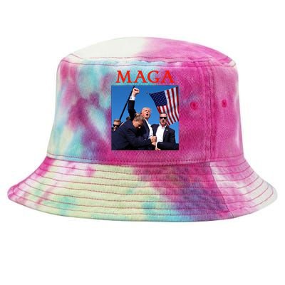 Maga Pray For Trump Trump Rally Shooting Donald Trump Statement Tie-Dyed Bucket Hat