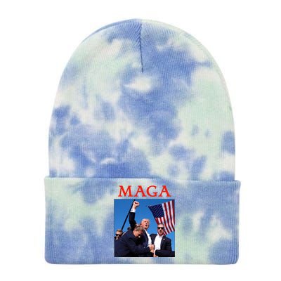 Maga Pray For Trump Trump Rally Shooting Donald Trump Statement Tie Dye 12in Knit Beanie