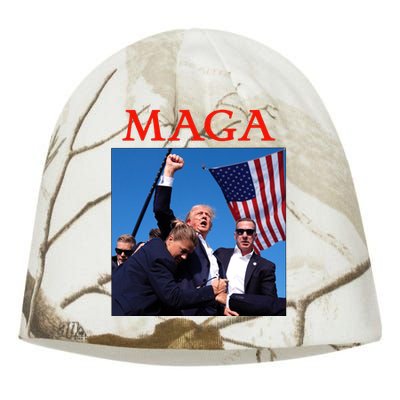 Maga Pray For Trump Trump Rally Shooting Donald Trump Statement Kati - Camo Knit Beanie