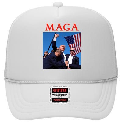 Maga Pray For Trump Trump Rally Shooting Donald Trump Statement High Crown Mesh Back Trucker Hat