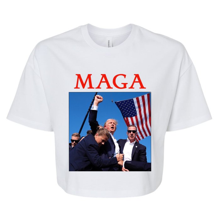 Maga Pray For Trump Trump Rally Shooting Donald Trump Statement Bella+Canvas Jersey Crop Tee