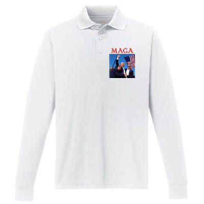 Maga Pray For Trump Trump Rally Shooting Donald Trump Statement Performance Long Sleeve Polo