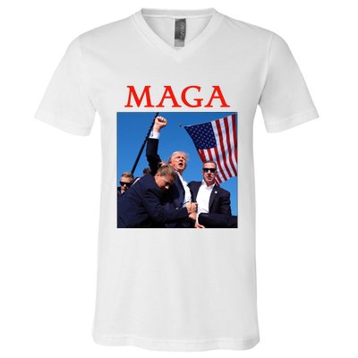 Maga Pray For Trump Trump Rally Shooting Donald Trump Statement V-Neck T-Shirt