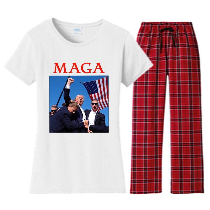 Maga Pray For Trump Trump Rally Shooting Donald Trump Statement Women's Flannel Pajama Set