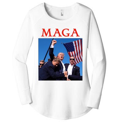 Maga Pray For Trump Trump Rally Shooting Donald Trump Statement Women's Perfect Tri Tunic Long Sleeve Shirt