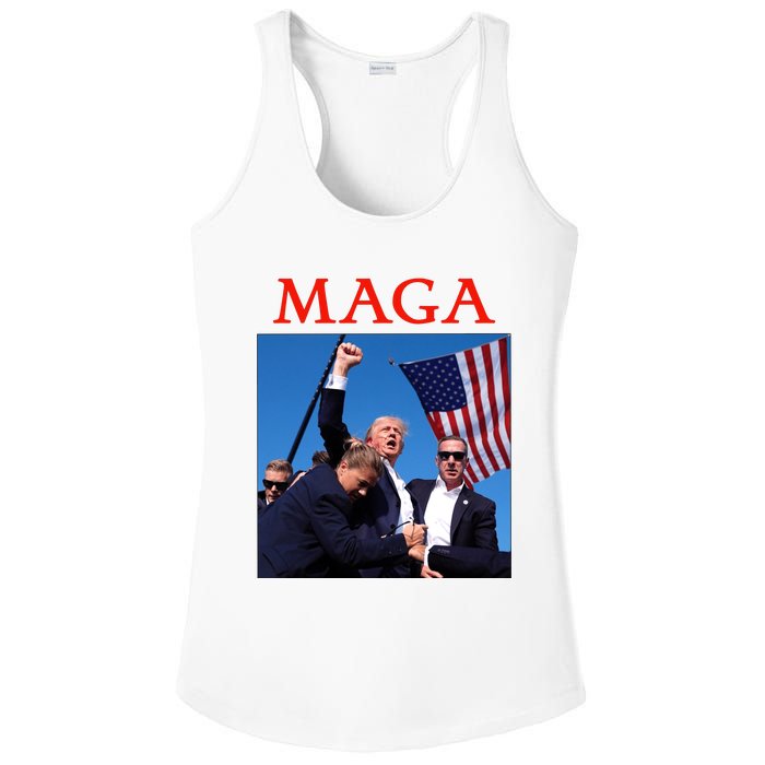 Maga Pray For Trump Trump Rally Shooting Donald Trump Statement Ladies PosiCharge Competitor Racerback Tank