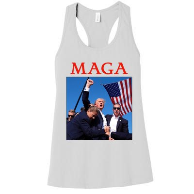 Maga Pray For Trump Trump Rally Shooting Donald Trump Statement Women's Racerback Tank