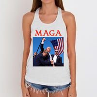 Maga Pray For Trump Trump Rally Shooting Donald Trump Statement Women's Knotted Racerback Tank