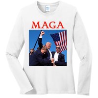 Maga Pray For Trump Trump Rally Shooting Donald Trump Statement Ladies Long Sleeve Shirt