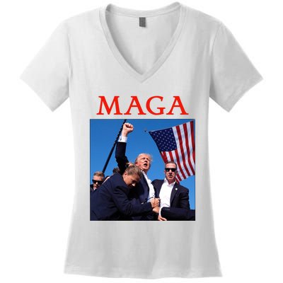 Maga Pray For Trump Trump Rally Shooting Donald Trump Statement Women's V-Neck T-Shirt