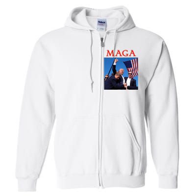 Maga Pray For Trump Trump Rally Shooting Donald Trump Statement Full Zip Hoodie