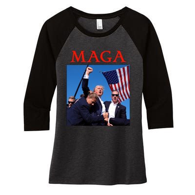 Maga Pray For Trump Trump Rally Shooting Donald Trump Statement Women's Tri-Blend 3/4-Sleeve Raglan Shirt