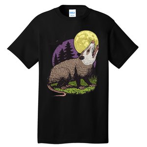 Moon Possum Funny Marsupial Rodent Opossums Retro Art Groovy Tall T-Shirt