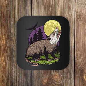 Moon Possum Funny Marsupial Rodent Opossums Retro Art Groovy Coaster