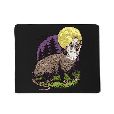 Moon Possum Funny Marsupial Rodent Opossums Retro Art Groovy Mousepad