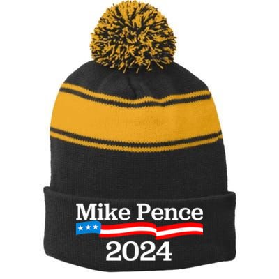 Mike Pence For President 2024 Stripe Pom Pom Beanie