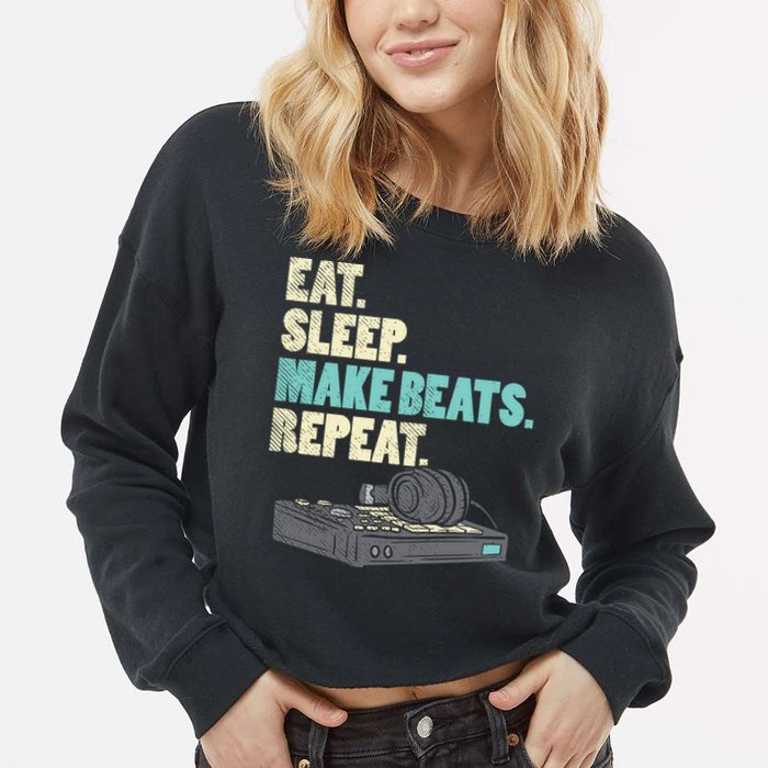 Music Producer, Funny Dj, Music Creator Cropped Pullover Crew