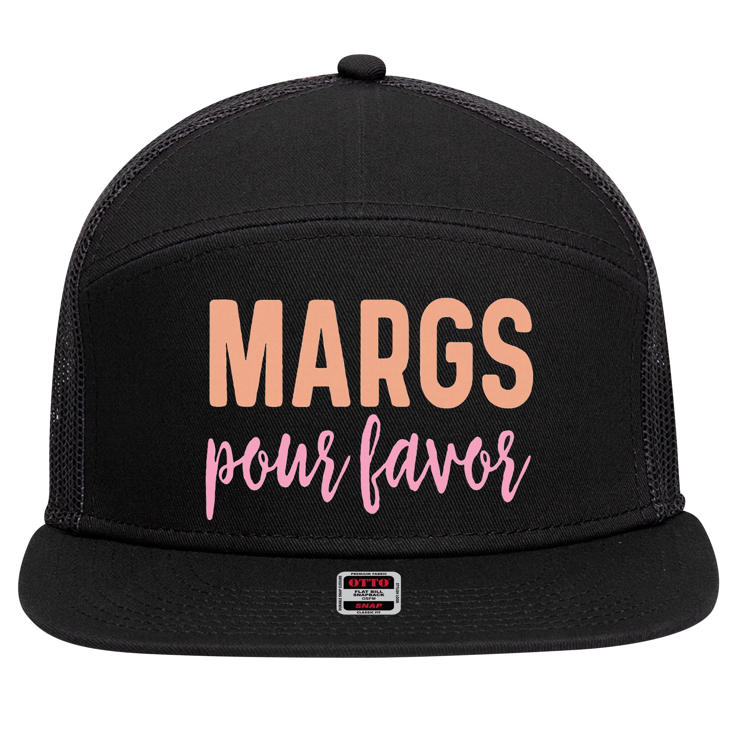 Margs Pour Favor Funny Vacation Travel Honeymoon Party 7 Panel Mesh Trucker Snapback Hat