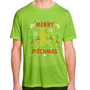 Merry Pitchmas Fastpitch Softball Pitcher Ugly Christmas Gift Adult ChromaSoft Performance T-Shirt