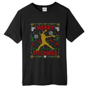 Merry Pitchmas Fastpitch Softball Pitcher Ugly Christmas Gift Tall Fusion ChromaSoft Performance T-Shirt