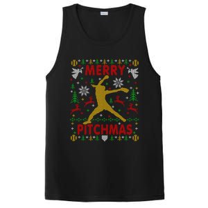 Merry Pitchmas Fastpitch Softball Pitcher Ugly Christmas Gift PosiCharge Competitor Tank