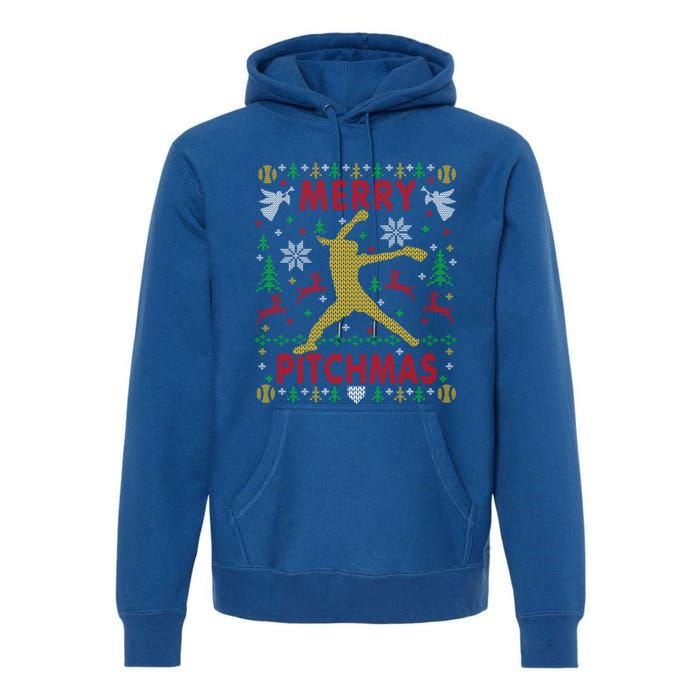 Merry Pitchmas Fastpitch Softball Pitcher Ugly Christmas Gift Premium Hoodie