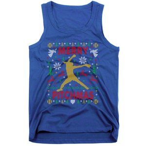 Merry Pitchmas Fastpitch Softball Pitcher Ugly Christmas Gift Tank Top