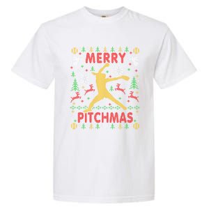 Merry Pitchmas Fastpitch Softball Pitcher Ugly Christmas Gift Garment-Dyed Heavyweight T-Shirt