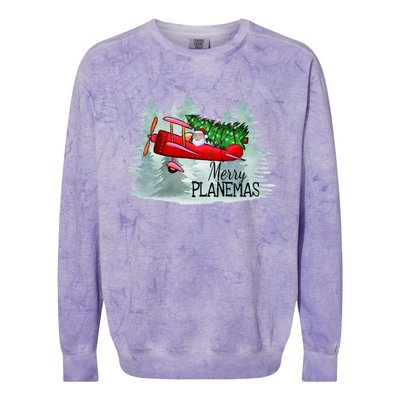 Merry Planemas Funny Pilot Airplane Christmas Cute Gift Captain Great Gift Colorblast Crewneck Sweatshirt