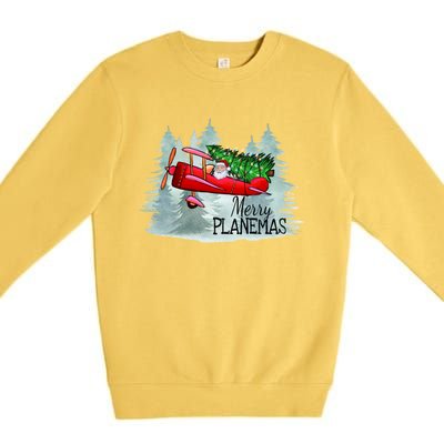 Merry Planemas Funny Pilot Airplane Christmas Cute Gift Captain Great Gift Premium Crewneck Sweatshirt