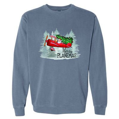 Merry Planemas Funny Pilot Airplane Christmas Cute Gift Captain Great Gift Garment-Dyed Sweatshirt