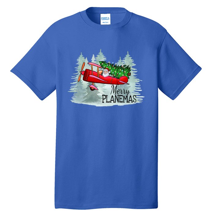 Merry Planemas Funny Pilot Airplane Christmas Cute Gift Captain Great Gift Tall T-Shirt