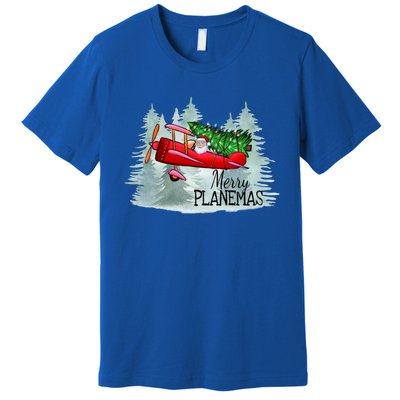 Merry Planemas Funny Pilot Airplane Christmas Cute Gift Captain Great Gift Premium T-Shirt