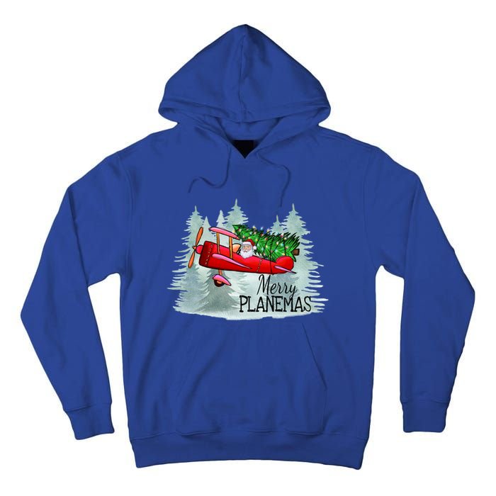 Merry Planemas Funny Pilot Airplane Christmas Cute Gift Captain Great Gift Tall Hoodie