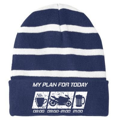 My Plan For Today Striped Beanie with Solid Band