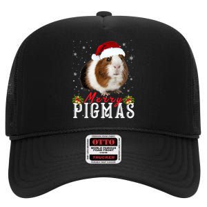 Merry Pigmas Face Mask Funny Guinea Pig Christmas Santa Xmas High Crown Mesh Back Trucker Hat