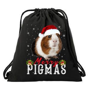 Merry Pigmas Face Mask Funny Guinea Pig Christmas Santa Xmas Drawstring Bag