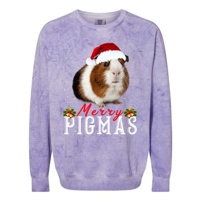 Merry Pigmas Face Mask Funny Guinea Pig Christmas Santa Xmas Colorblast Crewneck Sweatshirt