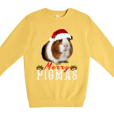 Merry Pigmas Face Mask Funny Guinea Pig Christmas Santa Xmas Premium Crewneck Sweatshirt