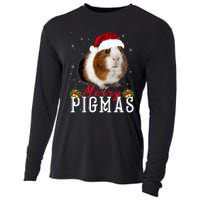 Merry Pigmas Face Mask Funny Guinea Pig Christmas Santa Xmas Cooling Performance Long Sleeve Crew