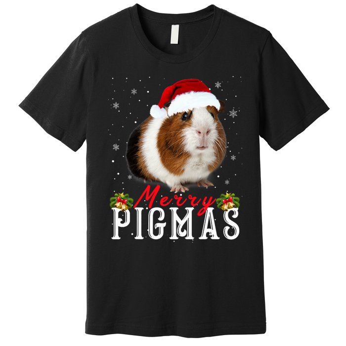 Merry Pigmas Face Mask Funny Guinea Pig Christmas Santa Xmas Premium T-Shirt