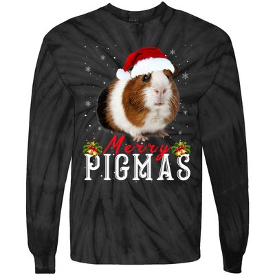 Merry Pigmas Face Mask Funny Guinea Pig Christmas Santa Xmas Tie-Dye Long Sleeve Shirt